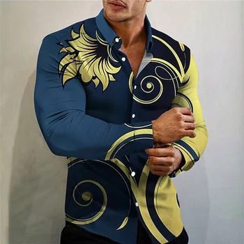 Удобна мода мъжка риза, блузи, мъжки блуза с мускулите, обикновена пролетна блуза с принтом, лятна Дишаща блуза копчета