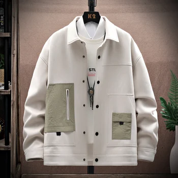 Мъжко пролетно яке от изкуствена велур, палто с множество джобове, модерен брендовый стил, яка-часова, ежедневни градинска яке Harajuku