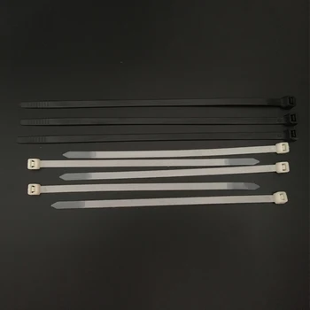 8 * 200 мм 8x200 мм (ширина 6,8 мм) Черно-бял захранващ кабел с самоблокирующимся найлонови от пластмаса-каишка, обертывающий цип, Кабелна замазка