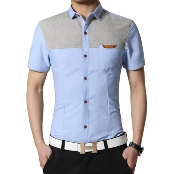 Мъжки ризи Нова ежедневно мъжко облекло памучен приталенная риза с къс ръкав Модни удобно облекло Плюс размер 5XL