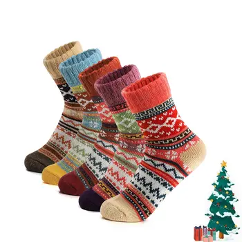3/5 двойки Есенно-зимните модни дебели топли женски чорапи от термокашемира с домакинството е заек коса, ски и коледни подаръци